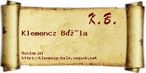 Klemencz Béla névjegykártya