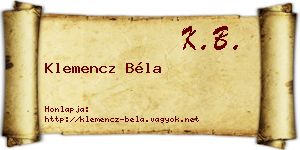Klemencz Béla névjegykártya