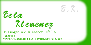 bela klemencz business card